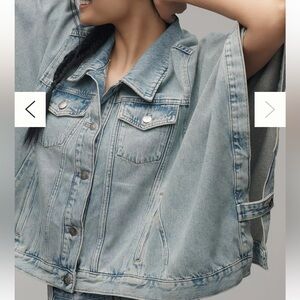 New Max  Light Wash Cropped Denim cape